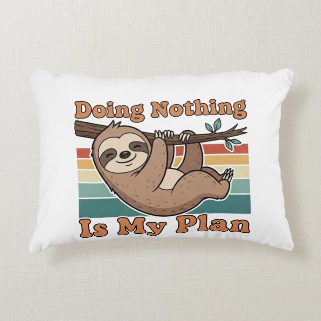 Coussins Décoratifs Lazy Retro Sloth Quote Rectangular Pillow (Devant)
