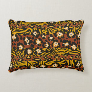 Coussins Décoratifs Le patchwork de léopard et de peaux de tigres sauv