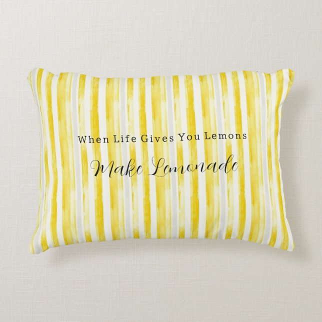 Coussins Décoratifs Lemon Yellow White Stripes (Devant)