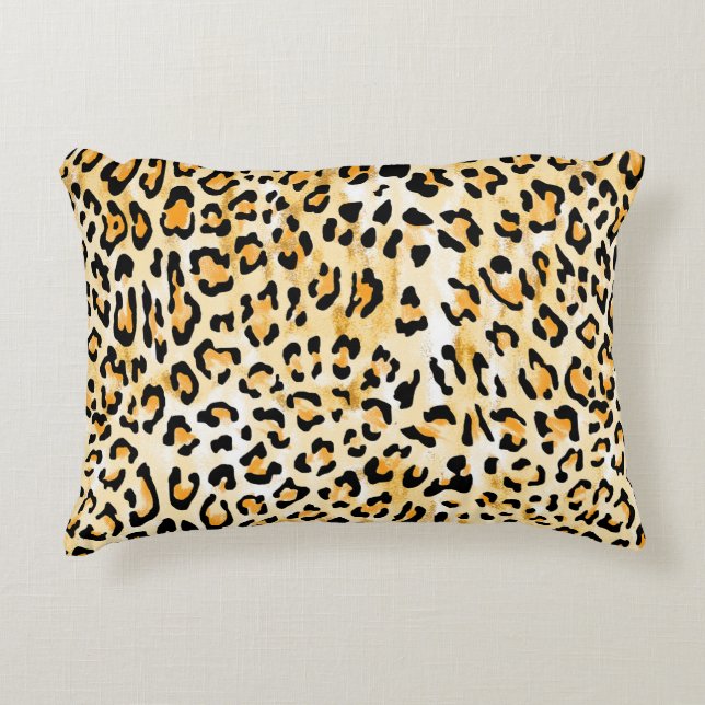 Coussins Décoratifs leopard jaune et blanc dessiné à la main (Devant)
