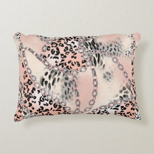 Coussins Décoratifs Leopard pattern, flowers, chain, roses