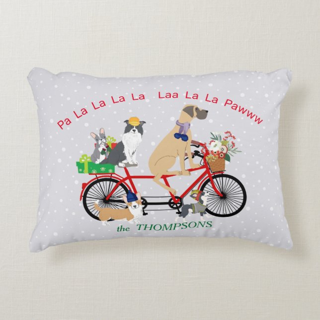 Coussins Décoratifs Les chiens montant la bicyclette présente Noël de (Devant)