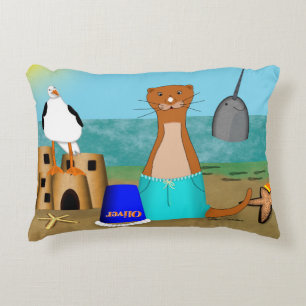 Coussins Décoratifs Les vacances à la plage d'Oliver la loutre