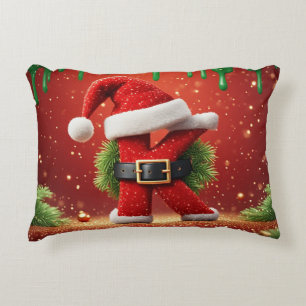 Coussins Décoratifs Lettre K de Santa avec couronne de pin Éclairage d