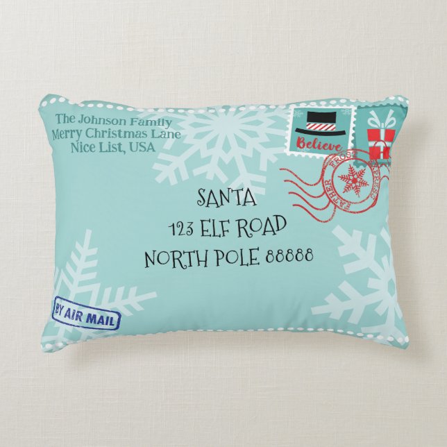 Coussins Décoratifs Lettre Père Noël Snowflake personnalisée Noël (Devant)