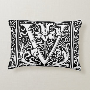 Coussins Décoratifs Lettre V Monogramme Art Nouveau Médiéval