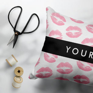 Coussins Décoratifs Lèvres Roses, Baiser, Baguette à lèvres, Votre Nom