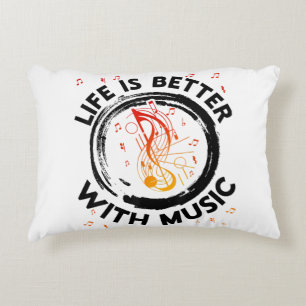 Coussins Décoratifs Life is Better With Music Notes Musicien Musique L