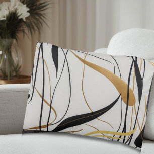 Coussins Décoratifs Ligne Abstraite Moderne Noir et Or
