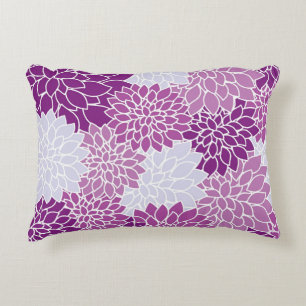 Coussins Décoratifs Lilac gris Dahlia rouge rétro