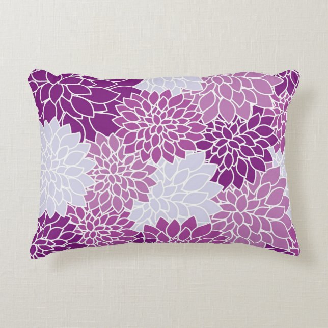 Coussins Décoratifs Lilac gris Dahlia rouge rétro (Devant)
