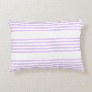 Coussins Décoratifs Lilac violet et blanc cinq bandes motif