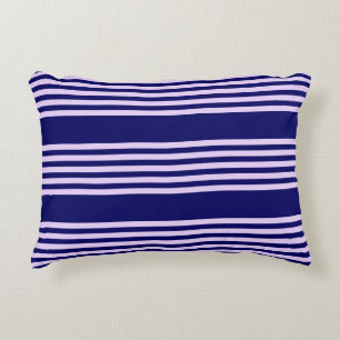 Coussins Décoratifs Lilac violet et bleu marine cinq bandes motif