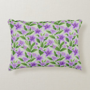 Coussins Décoratifs Lilias violettes vibrantes avec des feuilles verte