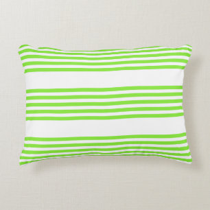 Coussins Décoratifs Lime vert et blanc cinq bandes motif