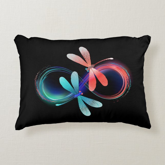 Coussins Décoratifs L'infini avec des libellules lumineuses (Devant)