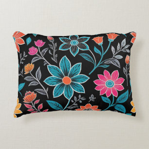 Coussins Décoratifs Linoprint coloré motif floral