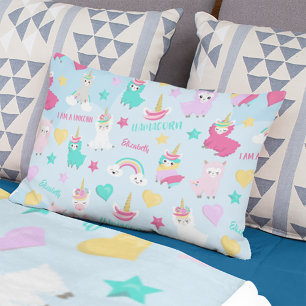 Coussins Décoratifs Little Girl Cute Llamacorn Pastel Motif