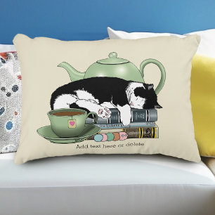 Coussins Décoratifs Livres Confortables Chat Smoking Thé Mignon Théièr