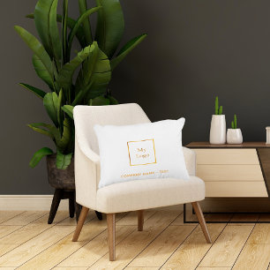 Coussins Décoratifs Logo de la société d'affaires blanc or élégant