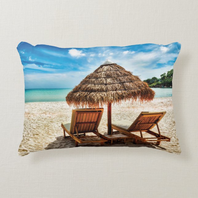 Coussins Décoratifs Lounge on beach throw pillow (Devant)