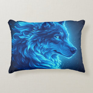 Coussins Décoratifs Loup Bleu Majestueux Art de Faune Fantastique Lumi