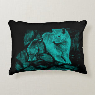 Coussins Décoratifs Loup et corbeau dans la nuit