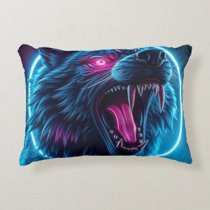 Coussins Décoratifs Loup Néon Horreur Yeux Brûlants Fantastique Sombre