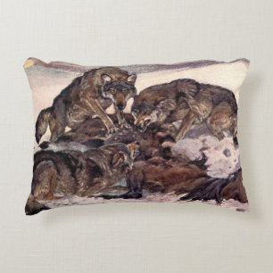 Coussins Décoratifs Loups par Winifred Austen, Animaux sauvages vintag