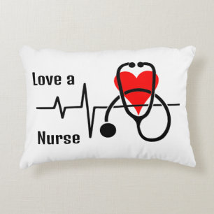 Coussins Décoratifs Love a Nurse Coeur & Stethoscope Design
