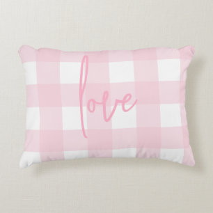 Coussins Décoratifs Love Farmhouse Chic Pink et White Buffalo Check