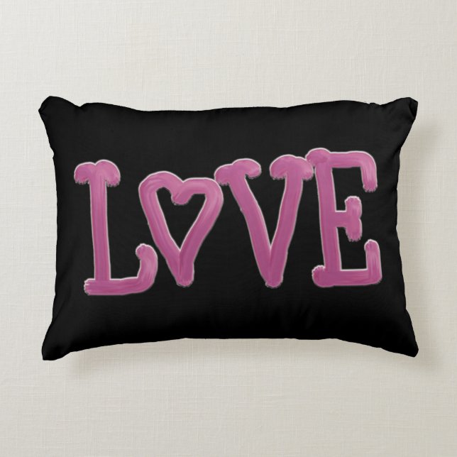 Coussins Décoratifs LOVE Peint Lettering Magenta (Devant)