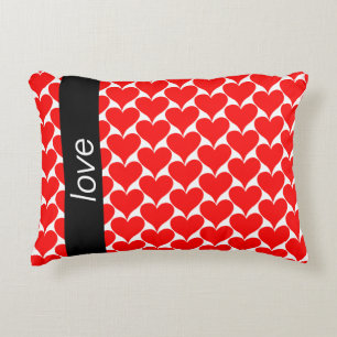 Coussins Décoratifs Love Red Hearts Black White Motif