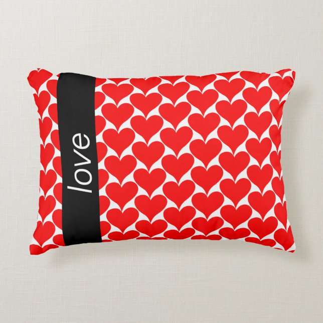 Coussins Décoratifs Love Red Hearts Black White Motif (Devant)