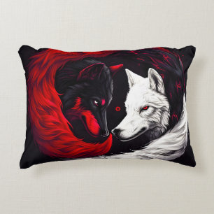 Coussins Décoratifs Lune Crimson Loup blanc rouge