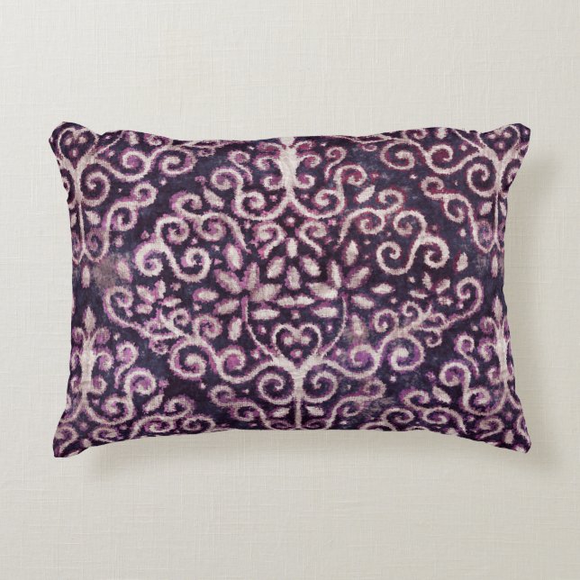Coussins Décoratifs Luxe violet et tan damassé sans couture motif (Devant)
