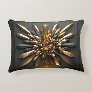 Coussins Décoratifs Luxueux Or et Cristal Foncé 3D Géométrique Acc