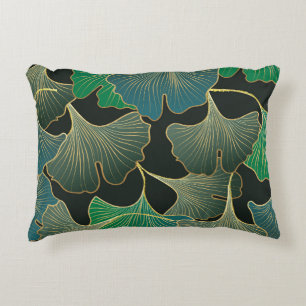 Coussins Décoratifs Luxueux or Ginkgo, art vintage.