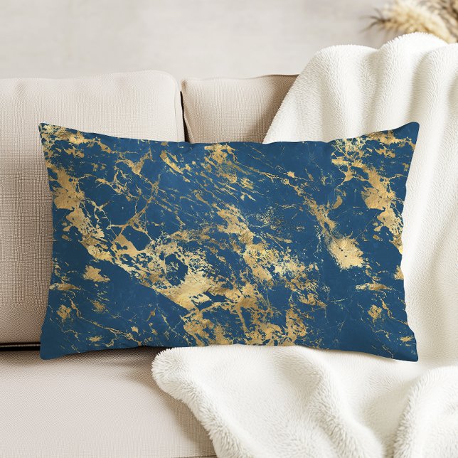 Coussins Décoratifs Luxury Blue Gold Marble (Créateur téléchargé)