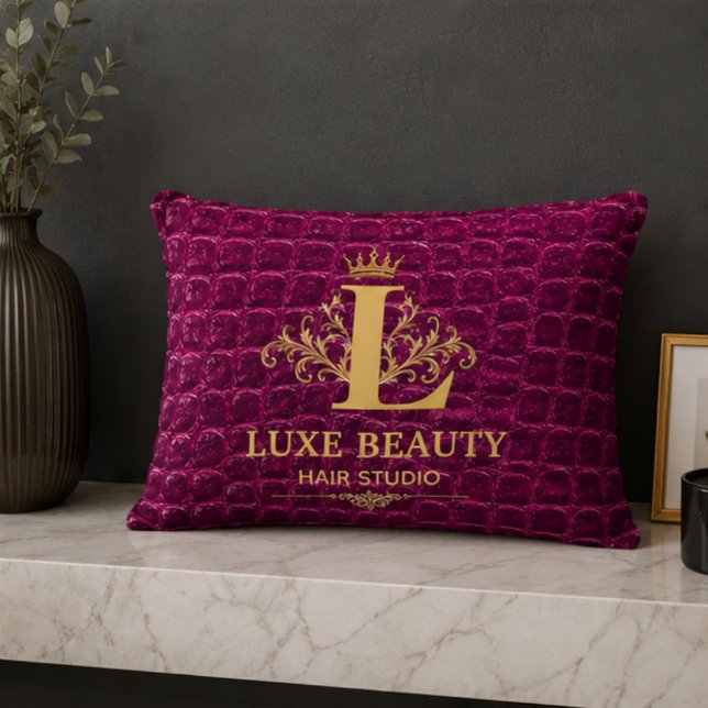 Coussins Décoratifs Luxury Crocodile Leather Monogram Gold Initial  (Créateur téléchargé)
