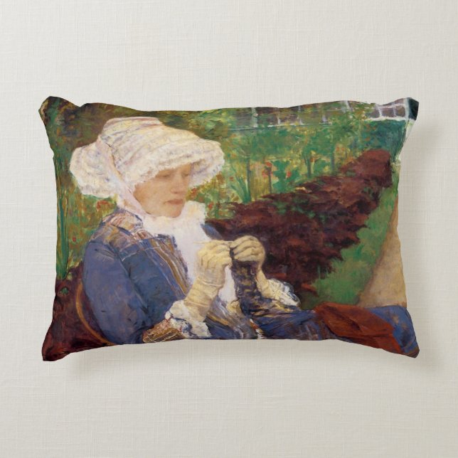 Coussins Décoratifs Lydia Crocheting en Jardin à Marly, Mary Cassatt (Devant)