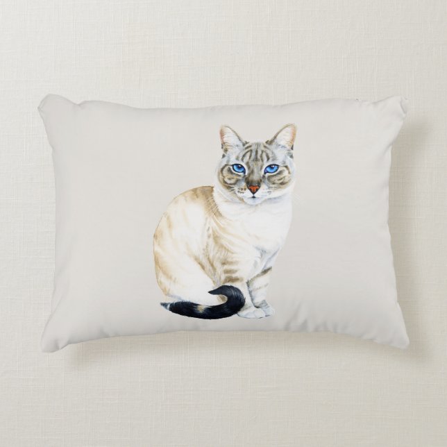 Coussins Décoratifs Lynx Point Siamese Chat personnalisable (Devant)