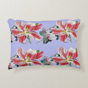Coussins Décoratifs Lys rouge Lilac Mauve Lilies floral Décor Cushion