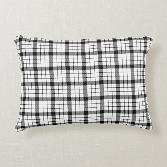 Coussins Décoratifs MacFarlane tartan noir blanc plaid (Devant)