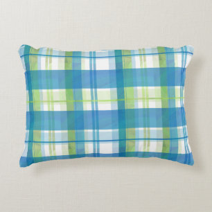 Coussins Décoratifs Madras Plaid Green and Blue