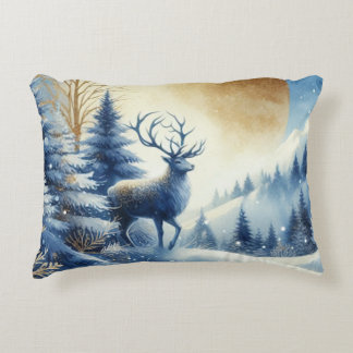 Coussins Décoratifs Magnifique cerf d'hiver en aquarelle dans une forê