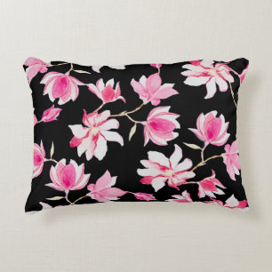 Coussins Décoratifs Magnolia romantique : Aquarelle noire