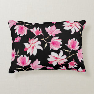 Coussins Décoratifs Magnolia romantique : Aquarelle noire