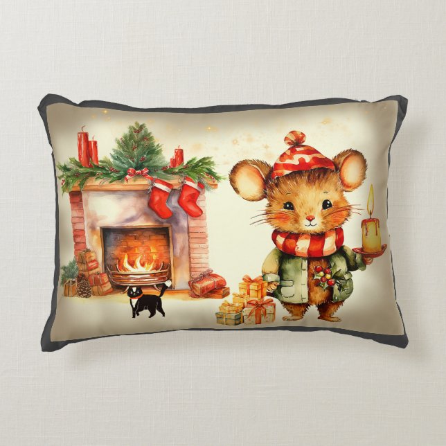 Coussins Décoratifs Maison de la souris Oreiller de Noël (Devant)