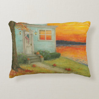 Coussins Décoratifs Maison de lac poétique au crépuscule d'automne